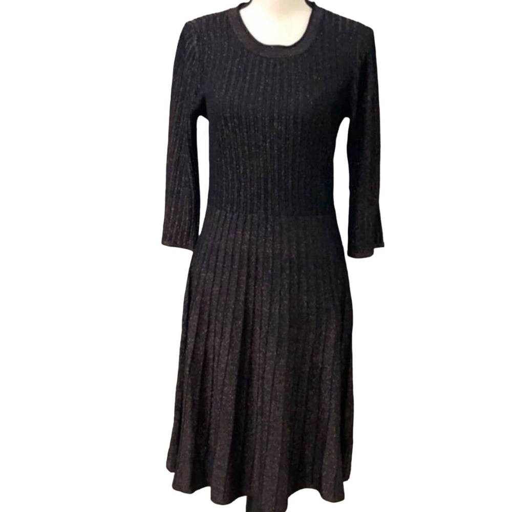 NANETTE LEPORE Fit & Flare Shimmer Lurex Thread Knit Mini Dress Size XL * ND15 - Picture 4 of 6